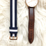 Daniel Wellington Women’s Classic Leather Watch (with EXTRA Navy Stripe Strap)