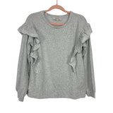 Loft Grey Embroidered Ruffle Sleeve Sweatshirt- Size S
