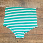 J Crew Green/White Striped High Waisted Bikini Bottoms- Size XS (BOTTOMS ONLY)
