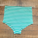 J Crew Green/White Striped High Waisted Bikini Bottoms- Size XS (BOTTOMS ONLY)