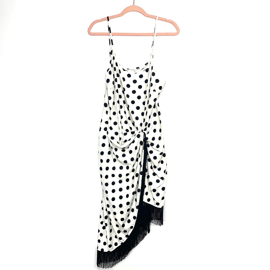 Venus White/Black Polka Dot Front Twist Fringe Dress- Size XL The Saved Collection Venus White/Black Polka Dot Front Twist Fringe Dress- Size XL The Saved Collection