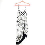 Venus White/Black Polka Dot Front Twist Fringe Dress- Size XL