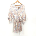 Vestique Tan Patterned Romper with Flowly Sleeves NWT- Size S