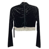 Mad for Love Black Velvet Rhinestone Trim Mock Neck Top and Skirt Set NWT- Size M (sold as set)