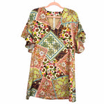 Uncle Frank Multi Print Ruffle Sleeve Dress NWT- Size XS