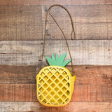 No Brand Yellow with Pineapple Insert Cross Body Bag with Detachable Gold Strap
