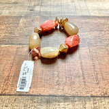 New York & Company Coral/Cream/Gold Beaded Bracelet NWT