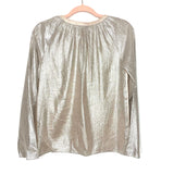 Molly Bracken Premium Gold Pink Woven Metallic Blouse NWT- Size XS