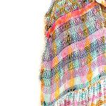 Free People Colorful Half Button Up Frayed Sleeve Dress (with slip)- Size XS