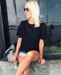 Who What Wear Black Eyelet Blouse- Size M