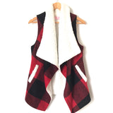 Pink Lily Sherpa Lined Red/Black Plaid Vest- Size S