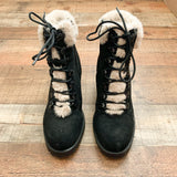 Madden Girl Black Faux Fur Lined Lace Up Boots- Size 9 (see notes)