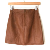 Lulus Brown Faux Leather Mini Skirt- Size XS
