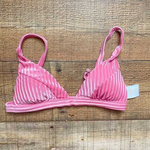 Dippin Daisys Pink Ribbed Velted Padded Bikini Top NWT- Size XS