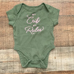 Old Navy Olive "My Crib My Rules" Onesie- Size 0-3M