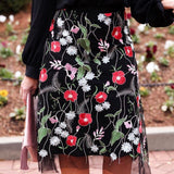 Eva Franco Anthropologie Black Embroidered Skirt NWT- Size 6