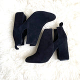Steve Madden Black Suede Open Sided Booties with Block Heel- Size 8.5