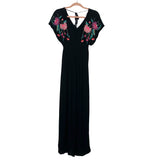 See And Be Seen Black Embroidered Maxi Dress- Size S
