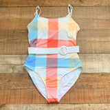 Palms Away Checkered Belted One Piece- Size S (sold out online, see notes)