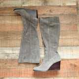 Sole Society Grey Suede Platform Wedge Heel Boots- Size 9