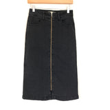 Madewell Black Denim Midi Skirt with Zipper- Size 25