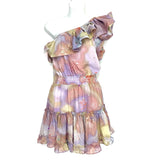 Buddy Love One Shoulder Elastic Waist Metallic Dress NWT- Size XS (sold out online)