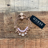 Guess Gold and Pink Bead Set of 2 Adjustable Bracelets NWT