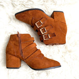 Bamboo Brown Three Buckle Booties- Size 6.5