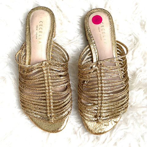 Cecelia Gold Strappy Sandals- Size 6.5
