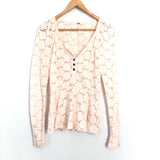 Free People Blush Lace Peplum Long Sleeve Blouse- Size S