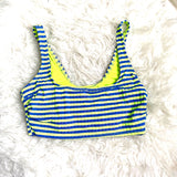 Xhilaration Neon Blue Striped Ribbed Cropped Bikini Top- Size XL (TOP ONLY) see notes