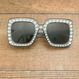 No Brand Navy Blue/Silver Square Frame Sunglasses
