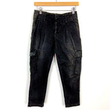Alice + Olivia Black High Waisted Leather Magnetic Closure Pockets with Zipper Hem Pants- Size 0 (Inseam 21”)