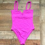 L*Space Pink Wired V Ribbed One Piece NWT- Size 8