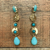 Zenzii Gold/Turquoise Linear Drop Earrings