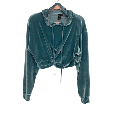 Zise Green Velour Front Twist Hoodie- Size S