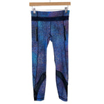 Lululemon Blue/Green/Purple Geometric Design Front Zipper Pockets Mesh Detail Leggings- Size 4 (Inseam 25”)