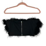 Wildcat Black Faux Fur Crop Top NWT- Size S