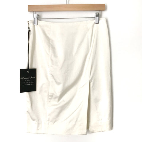 Bebe Cream Pencil Skirt with Front and Back Slit NWT- Size 2