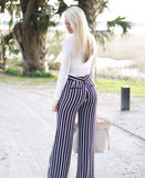 Ann Taylor Black/White/Gray Striped Wide Leg Dress Pants- Size 2