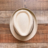 No Brand Tan Paper Straw Faux LV Logo Fedora