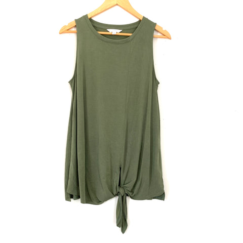 Time & Tru Olive Front Knot Tank- Size S