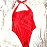 Aerie Red Crochet Front One Piece- Size XL (see notes)