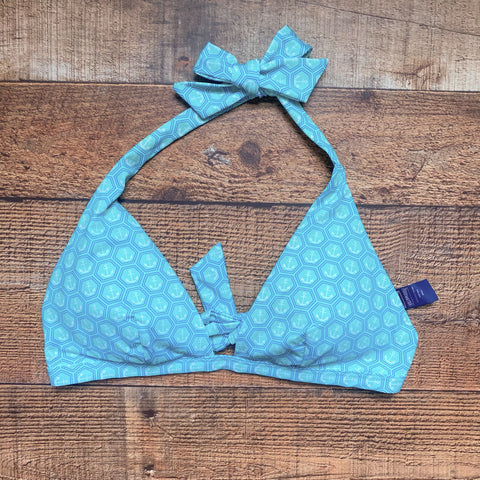 Vilebrequin Turquoise Anchor Print Padded Bikini Top- Size S (we have matching bottoms)