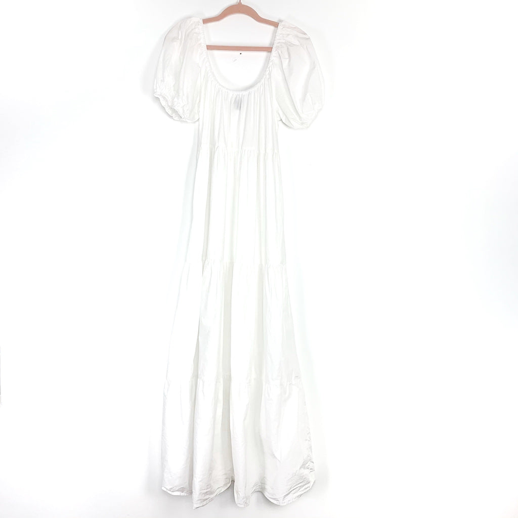 Wild Fable White Puff Sleeve Tiered Maxi Dress- Size M The Saved Collection Wild Fable White Puff Sleeve Tiered Maxi Dress- Size M The Saved Collection