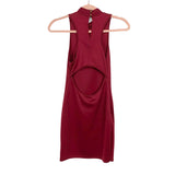 B_envied Burgundy Mock Neck Open Back Sleeveless Fitted Dress- Size S