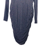 Leith Glitter Black Side Ruching Long Sleeve Dress- Size L