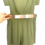 Miss Avenue Olive Cut Out Gold Belted Romper NWT- Size S