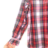 J Crew Red/Blue/Pink Plaid Half Button Up Ruffle Sleeve NWT- Size XS