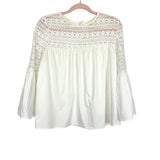 No Brand White Crochet Bell Sleeve Top- Size ~M (see notes)
